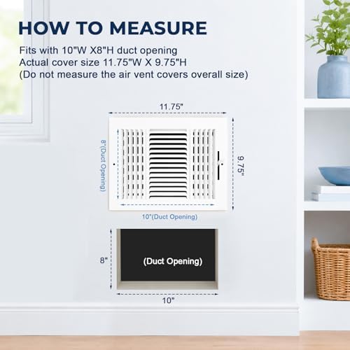 2PK 10x8 in Air Vent Covers for 10"Wx8"H Duct Opening Wall, Ceiling Register - Image 2