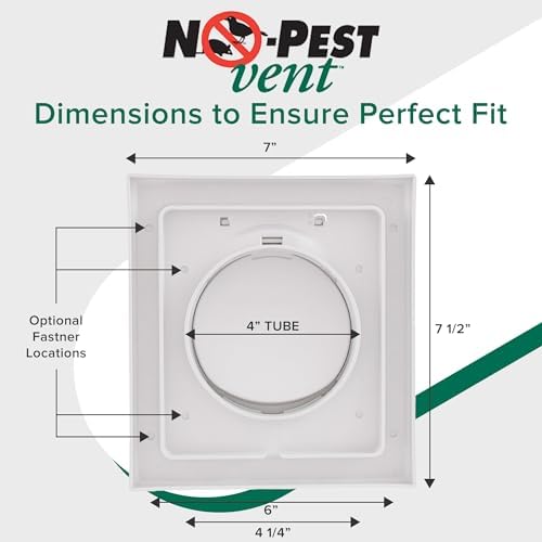 NO-PEST VENT Dual Door Dryer Vent Cover 4 Inch Outdoor, Made in USA, Highest - Image 5