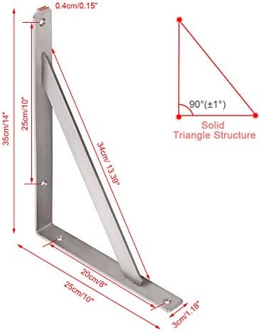 YUMORE 14 Inch Shelf Bracket, Heavy Duty L Bracket, 2 Pack - Image 2