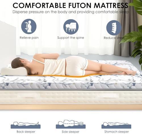 SCHNAUZER HOME Japanese Futon Floor Mattress Queen 3.5" Thick Ink Wash - Image 4