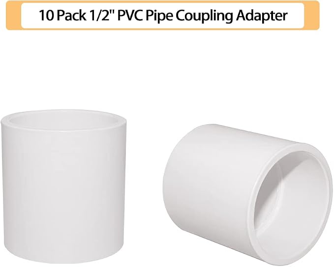10PCS 1/2" PVC Pipe Coupling Slip SCH40 White | Connector Adapter Pipe Fitting - Image 3
