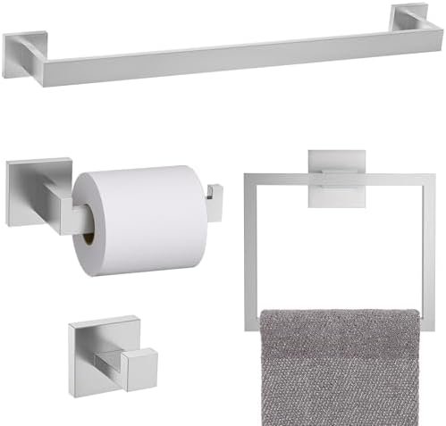 TURS 5-Piece Bathroom Hardware Set Brushed Nickel Towel Bar Set 23.6inch Bath by TURS