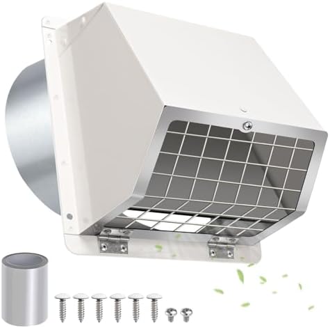 6 Inch Hooded Wall Vent with Flap and Mesh, 6 inch Dryer Vent Cover, Wall Mount by JYINCPED