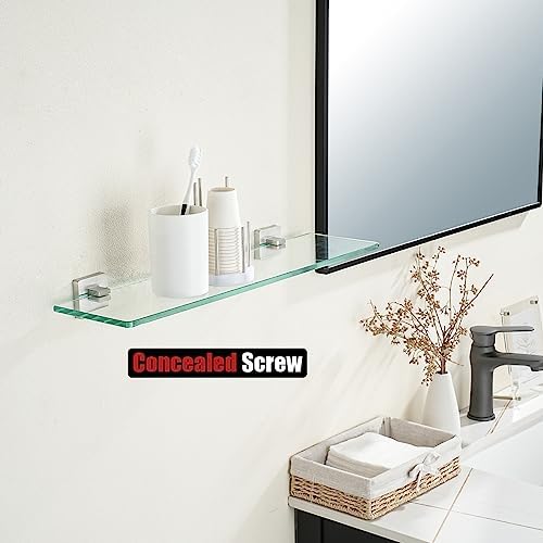 JQK Bathroom Glass Shelf, Floating Tempered Glass Shower Storage 20 by 5 inches - Image 5