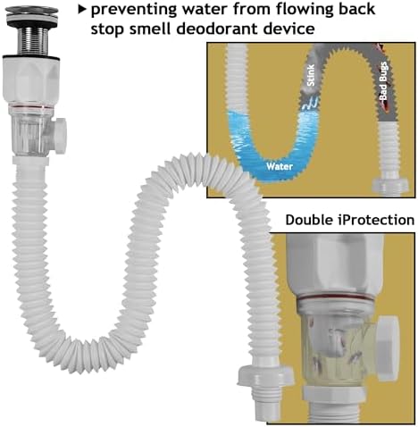 Bathroom White 2 Pack Sink Drain Kit, - Image 6