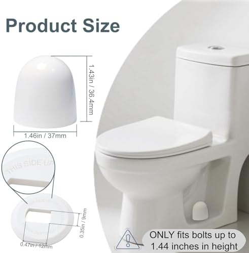 4 Packs Upgrade Toilet Bolt Caps, 1.44 Inch Height Plastic Toilet Bolt Covers - Image 2