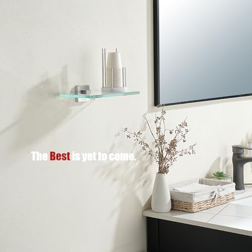 JQK Bathroom Glass Shelf, Tempered Glass Shower Storage 8 by 5 inches, 304 - Image 4
