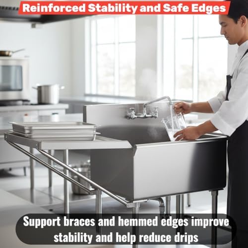 18" x 18" Commercial Stainless Steel Detachable Drainboard - Image 6