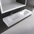 Wall Mount Double Bathroom Sink 59"L x 18"W x 5"H, Resin Stone Floating Sink by MEDUNJESS