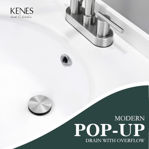 KENES Brushed Nickel Bathroom Sink Drain Pop Up Sink Drain - Image 2