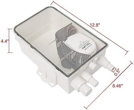 NovelBee 12V Boat Shower Sump Pump Box Marine, 750 GPH Shower Bilge Pump Kit - Image 2
