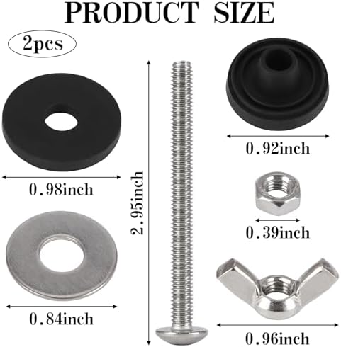 2PCS Universal Toilet Seat Screws Replacement Kit, Heavy Duty Toilet Tank Bolts - Image 5