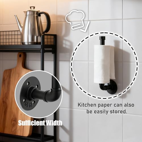 Wall Mount Industrial Pipe Paper Towel Holder, Heavy-Duty DIY Rustic Vintage - Image 3