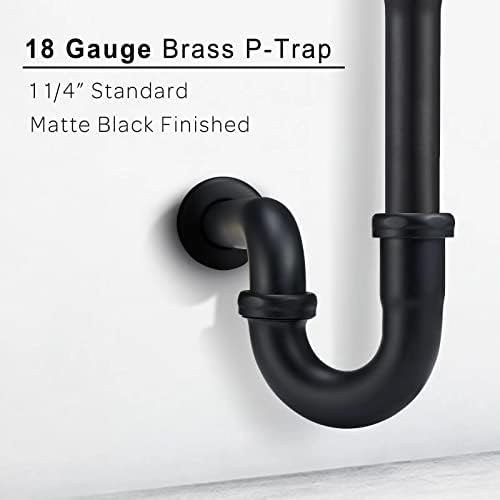 18 Gauge Solid Brass P-Trap 1 1/4” OD, Heavy Duty Brass Tubular J Bend Pipe - Image 3