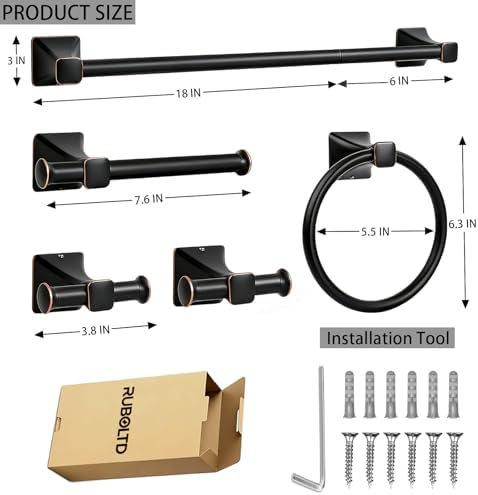 SUS304 Stainless Steel Bathroom Hardware Set, 5-Piece Matte Black Wall Mounted - Image 3