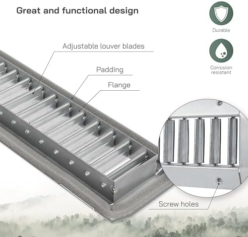 Vent Systems 21" x 5" Inch Galvanized Steel Louvered Air Return Vent Cover - Image 3