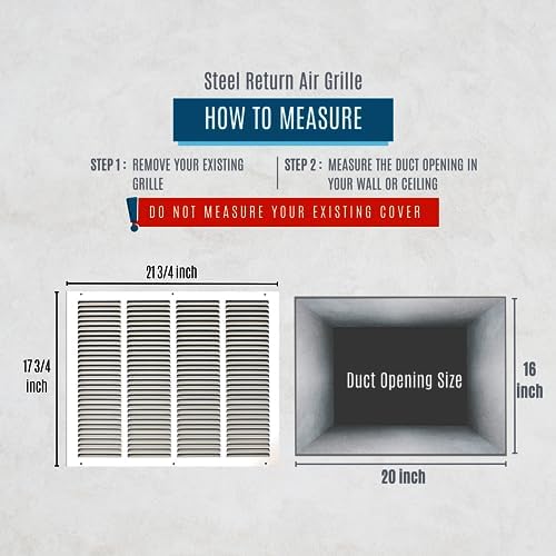 Fits 20x16 Duct Opening | Steel Return Air Grille by Handua | Vent Cover Grill - Image 2
