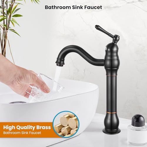 gotonovo Vintage Bathroom Vessel Sink Faucet, Oil Rubbed Bronze, No Drain - Image 2