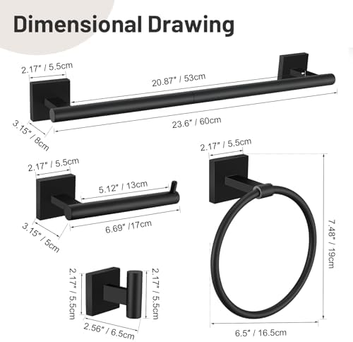 Lairuier 10-Piece Matte Black Bathroom Accessories, Towel Bar Set - Image 7