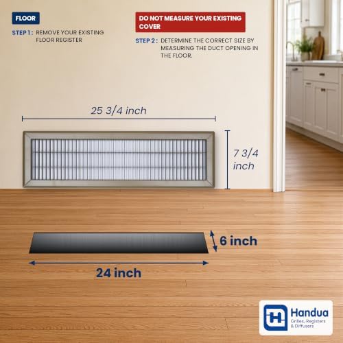 Fits 6x24 and 24x6 Duct Opening | Return Air Floor Grille by Handua | Walkable - Image 2