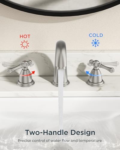 FORIOUS Bathroom Faucet 3 Hole Widespread 8" Sink Faucets Brushed Nickel - Image 5