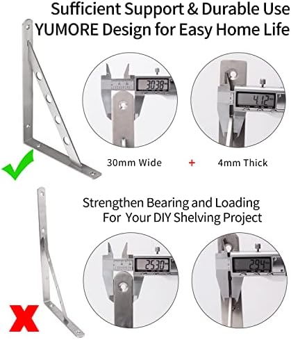 YUMORE 12 Inch Shelf Bracket, Heavy Duty L Bracket, 2 Pack - Image 6
