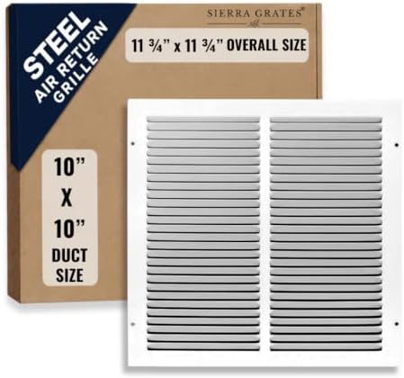 10 x 10 Inch Return Air Vent Cover, Solid Steel HVAC Grille - Image 2