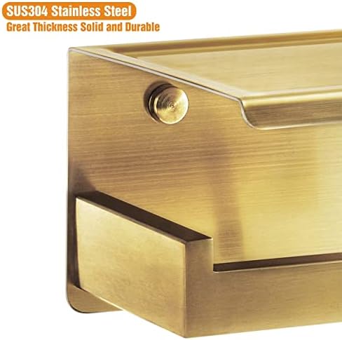 HITSLAM Gold Toilet Paper Holder, Stick on Brushed Brass Toilet Paper Holder - Image 6