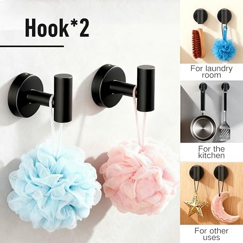 Bathroom Towel Holder Set, 16inch Wall Mounted Black Towel Bar Set - Image 5