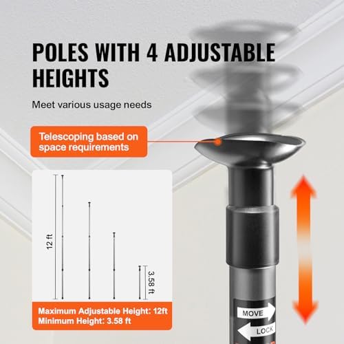VEVOR Dust Barrier Poles, 12 Ft Barrier Poles, Dust Barrier System - Image 5