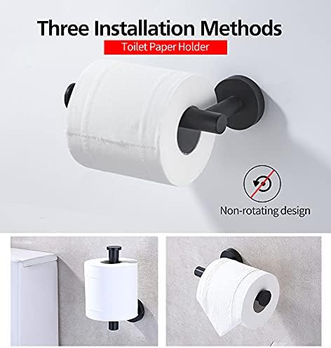4pcs Matte Black Toilet Paper Holder and Towel Ring Set, Stainless Steel - Image 3