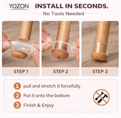 YOZON Chair Leg Floor Protectors Silicone Caps Felt Furniture Pads Covers - Image 5