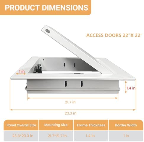 Access Panel for Drywall, 22 x 22 inch Wall Hole Cover Aluminum Alloy White - Image 2