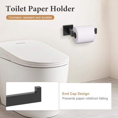 TURS 5-Piece Bathroom Hardware Set Matte Black Towel Bar Set Bath Towel Holder - Image 3
