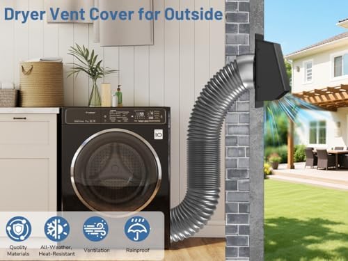 10 Inch Dryer Vent Cover Outside, Galvanized Steel Exterior Hooded Wall Vent - Image 3