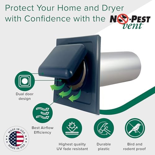 NO-PEST VENT Dual Door Dryer Vent Cover 4 Inch Outdoor, Made in USA, Highest - Image 5