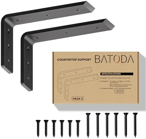 BATODA 10” Countertop Support Steel Brackets, Heavy Duty L Bracket by BATODA
