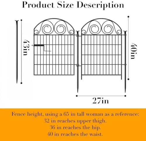 Getlay Tall Garden Fence with Gate, 40 Inch 2 Panels Total Length 4.4 Ft Dog - Image 3