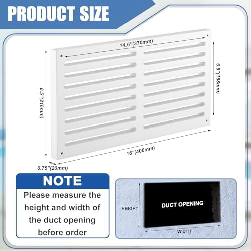 Colingmill 2 Pcs Decorative Return Air Vent Cover 16 x 8.5 x 3/4 Inch White MDF - Image 2