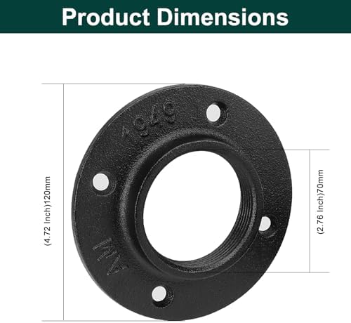 Industrial Pipe Floor Flange, Heavy Duty Malleable Iron Pipe Fittings, Wall - Image 2