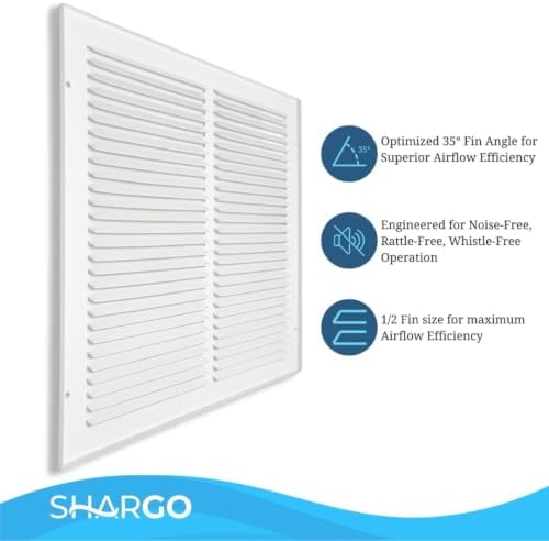 14x14 Air Return Vent Cover, Solid Steel White, 8 Pack - Image 3