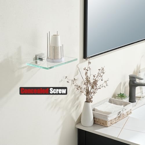 JQK Bathroom Glass Shelf, Tempered Glass Shower Storage 8 by 5 inches, 304 - Image 5