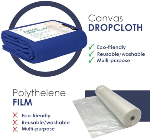 Canvas Drop Cloth for Painting 9x6 feet Pack of 2-8oz Painters Drop Cloths for - Image 5
