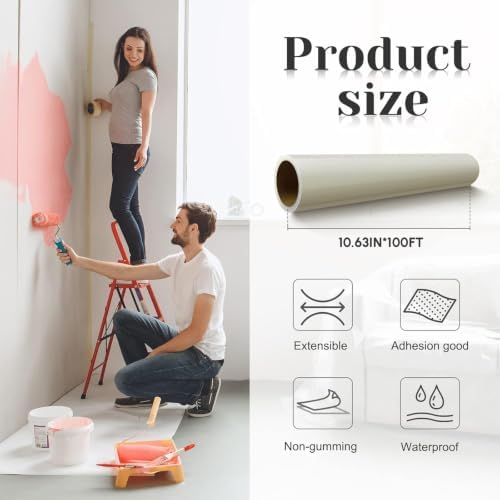 Amylove 11 Inch X 100 ft” Carpet Plastic Protection Film, Transparent - Image 2