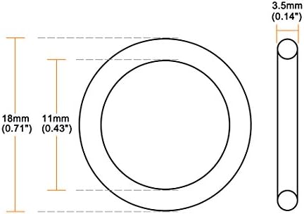 uxcell Nitrile Rubber O-Rings 18mm OD 11mm ID 3.5mm Width, Metric Sealing Gasket - Image 3