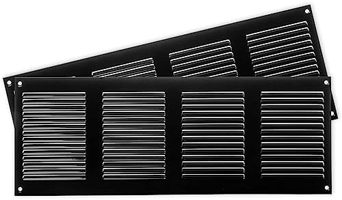 Repa Market 2-Pack Air Vent Cover 16x6 Inch Black Galvanized Steel Louvered by RepaMarket