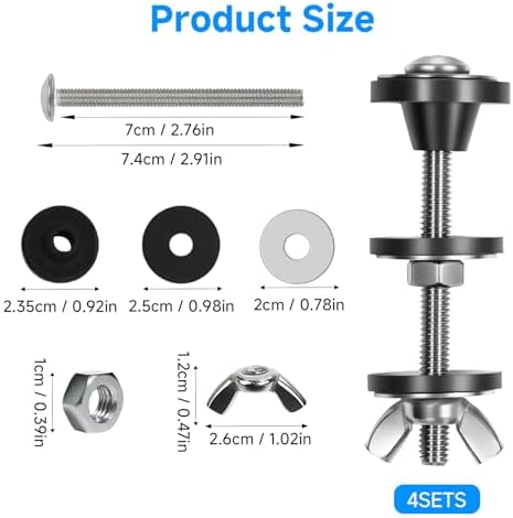 4 Pack Toilet Tank Bolts Replacement Kit, 304 Stainless Steel Toilet Tank to - Image 2