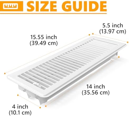 4 Pack Floor Vent Covers, Floor Register 4" x 14", Adjustable Decorative Vent - Image 2