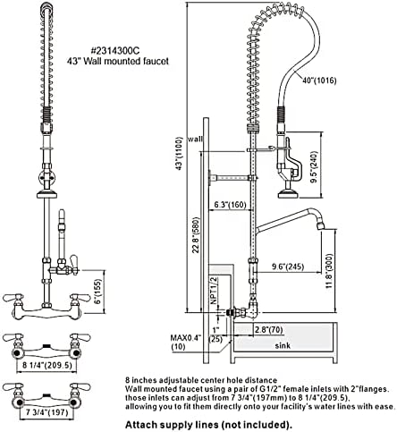 43" Height Commercial Kitchen Sink Faucet - Image 5