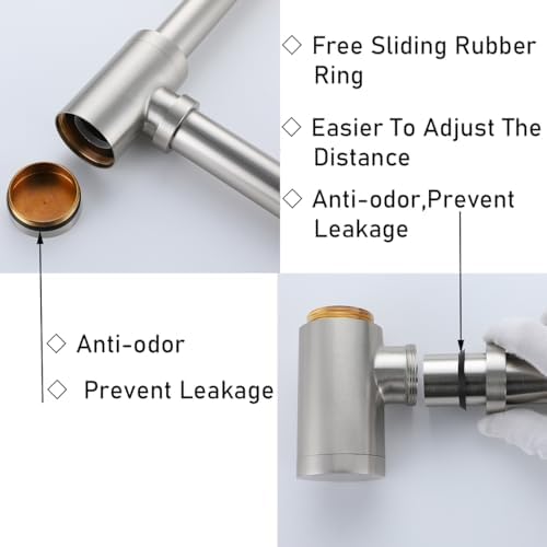 RANDOM Brushed Nickel Brass Bottle P Trap - Image 4